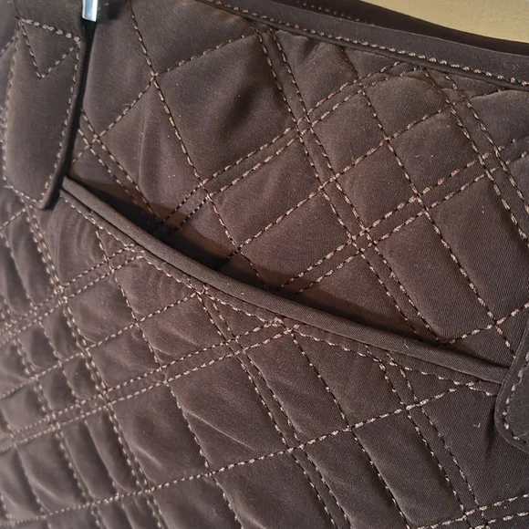 Vera Bradley Large Brown Quilted Shoulder / Tote Bag with Zebra Print Interior - Picture 4 of 11